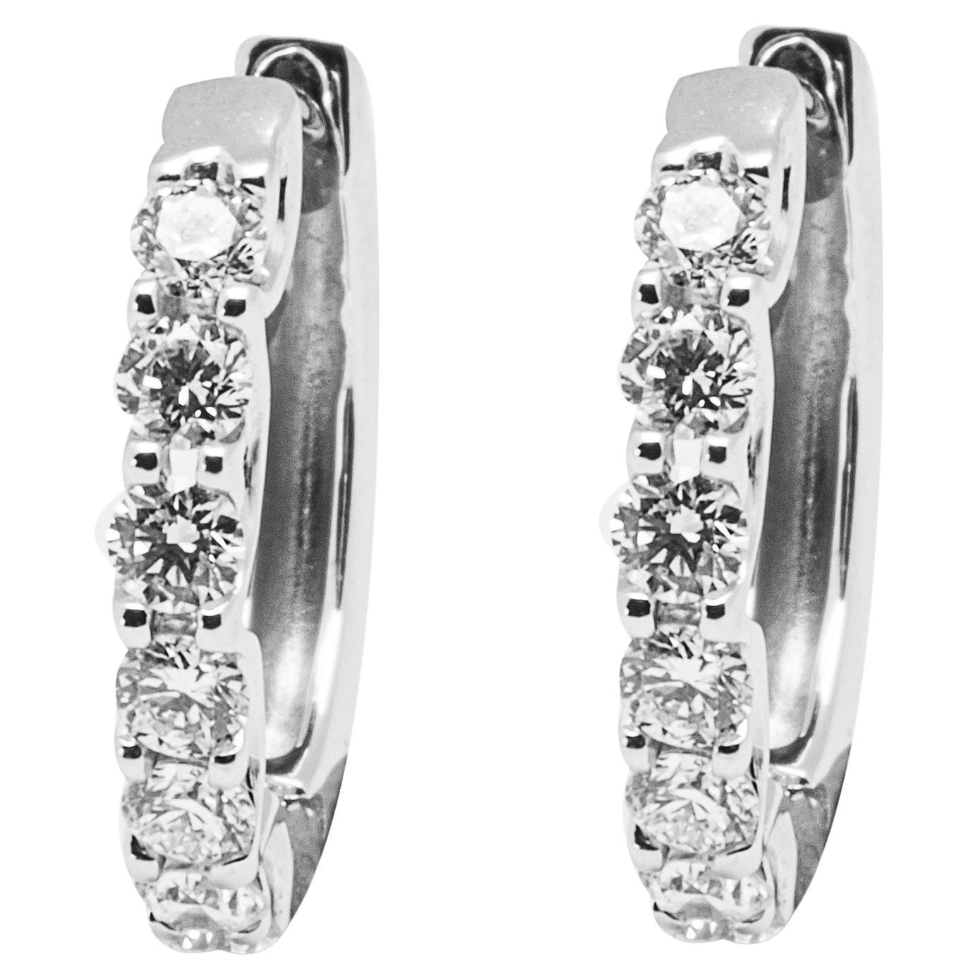 Alex Jona White Diamond 18 Karat White Gold Hoop Earrings For Sale