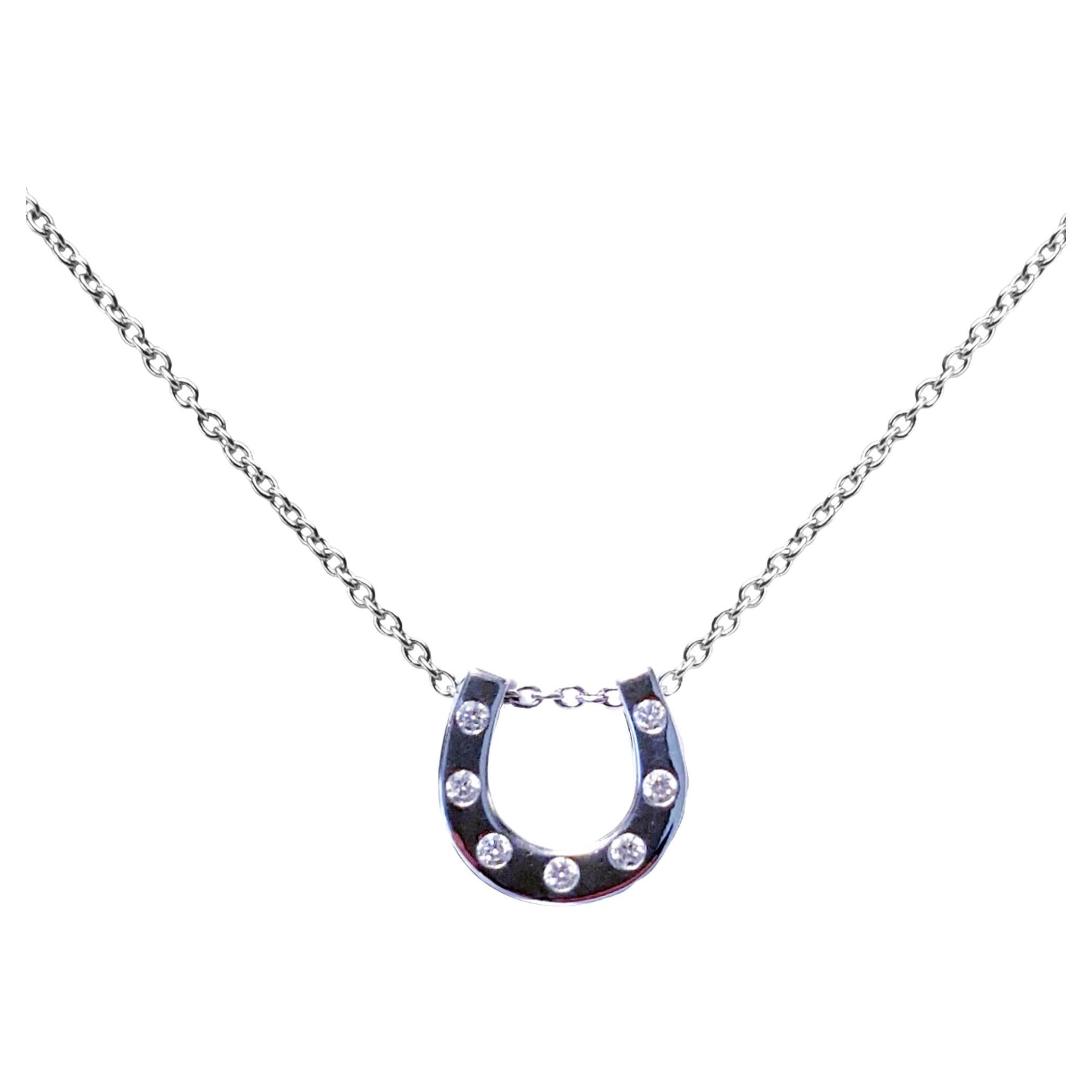 Alex Jona White Diamond 18 Karat White Gold  Horseshoe Necklace For Sale