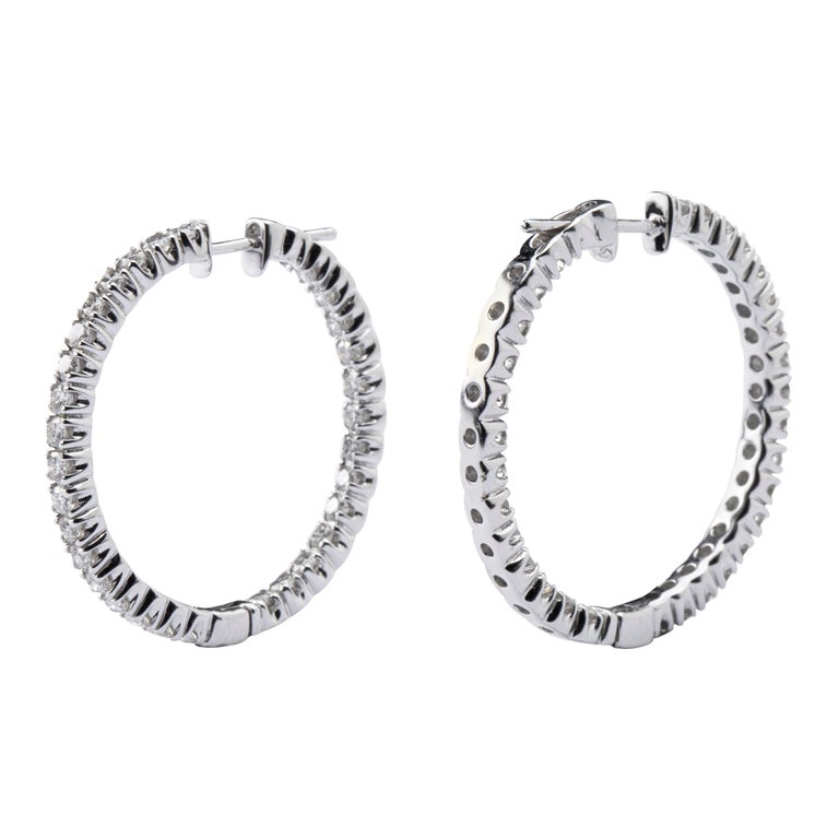 Alex Jona White Diamond 18 Karat White Gold Inside-Out Hoop Earrings ...