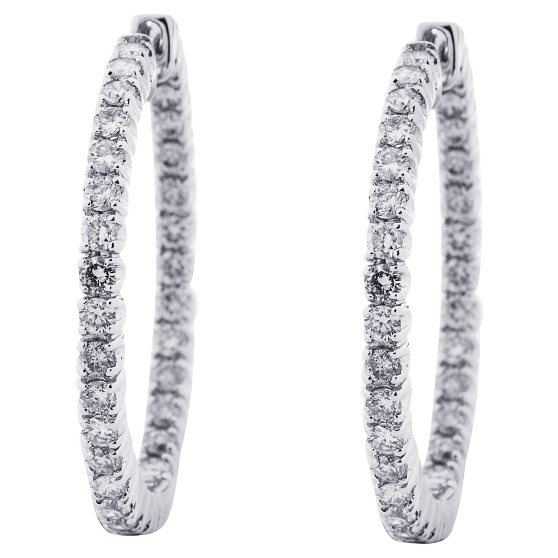 Alex Jona White Diamond 18 Karat White Gold Inside-Out Hoop Earrings For Sale