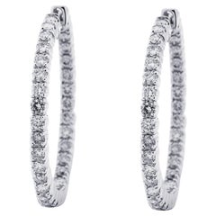 Alex Jona White Diamond 18 Karat White Gold Inside-Out Hoop Earrings