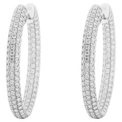 Alex Jona White Diamond 18 Karat White Gold Inside-Out Pavé Hoop Earrings