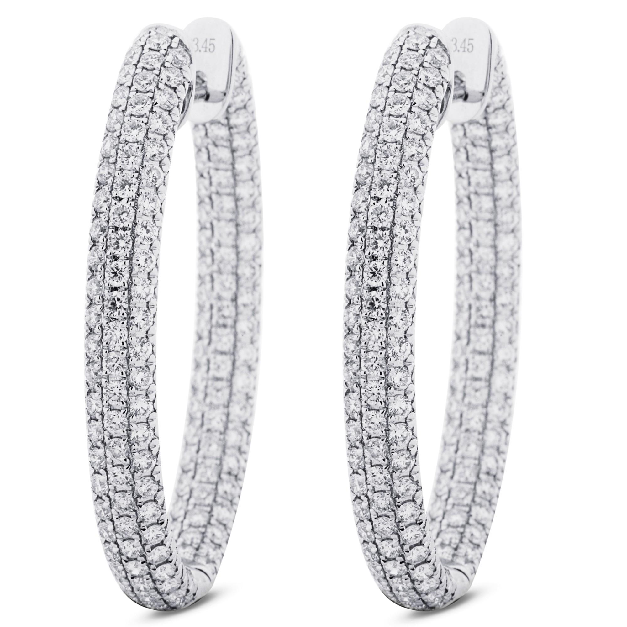 Alex Jona White Diamond 18 Karat White Gold Inside-Out Pavé Hoop Earrings For Sale