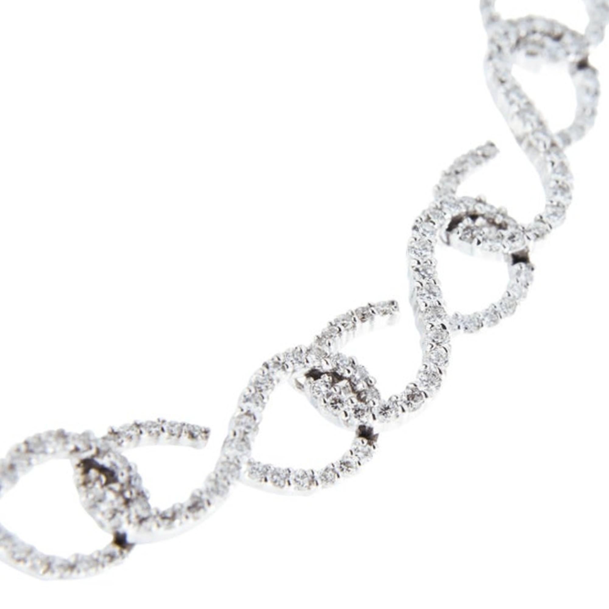 Women's Alex Jona White Diamond 18 Karat White Gold Link Necklace For Sale