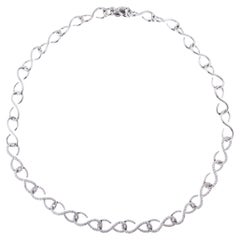 Alex Jona White Diamond 18 Karat White Gold Link Necklace