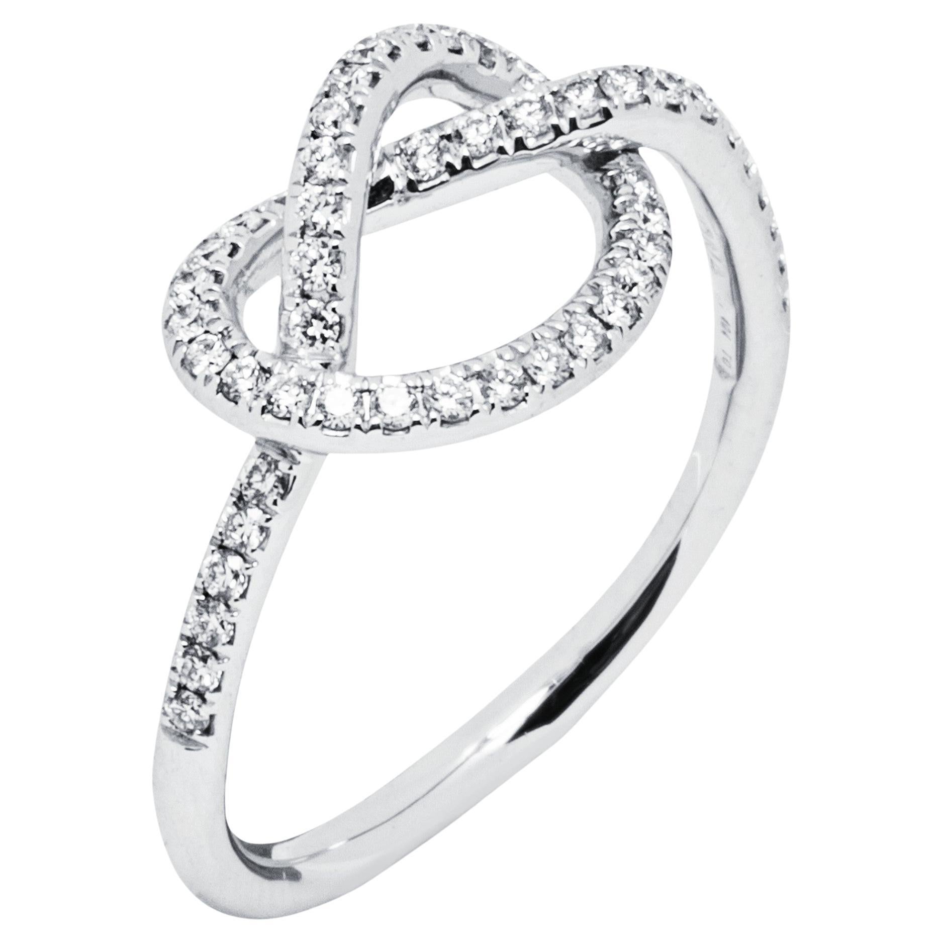 Alex Jona White Diamond 18 Karat White Gold Love Knot Ring For Sale