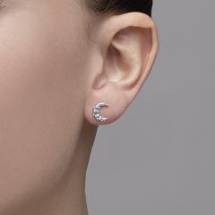 Alex Jona White Diamond 18 Karat White Gold Moon Stud Earrings