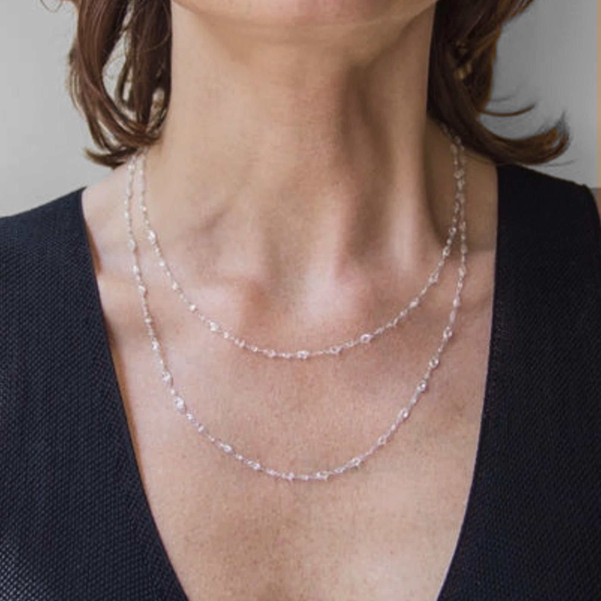 Women's Alex Jona White Diamond 18 Karat White Gold Necklace For Sale