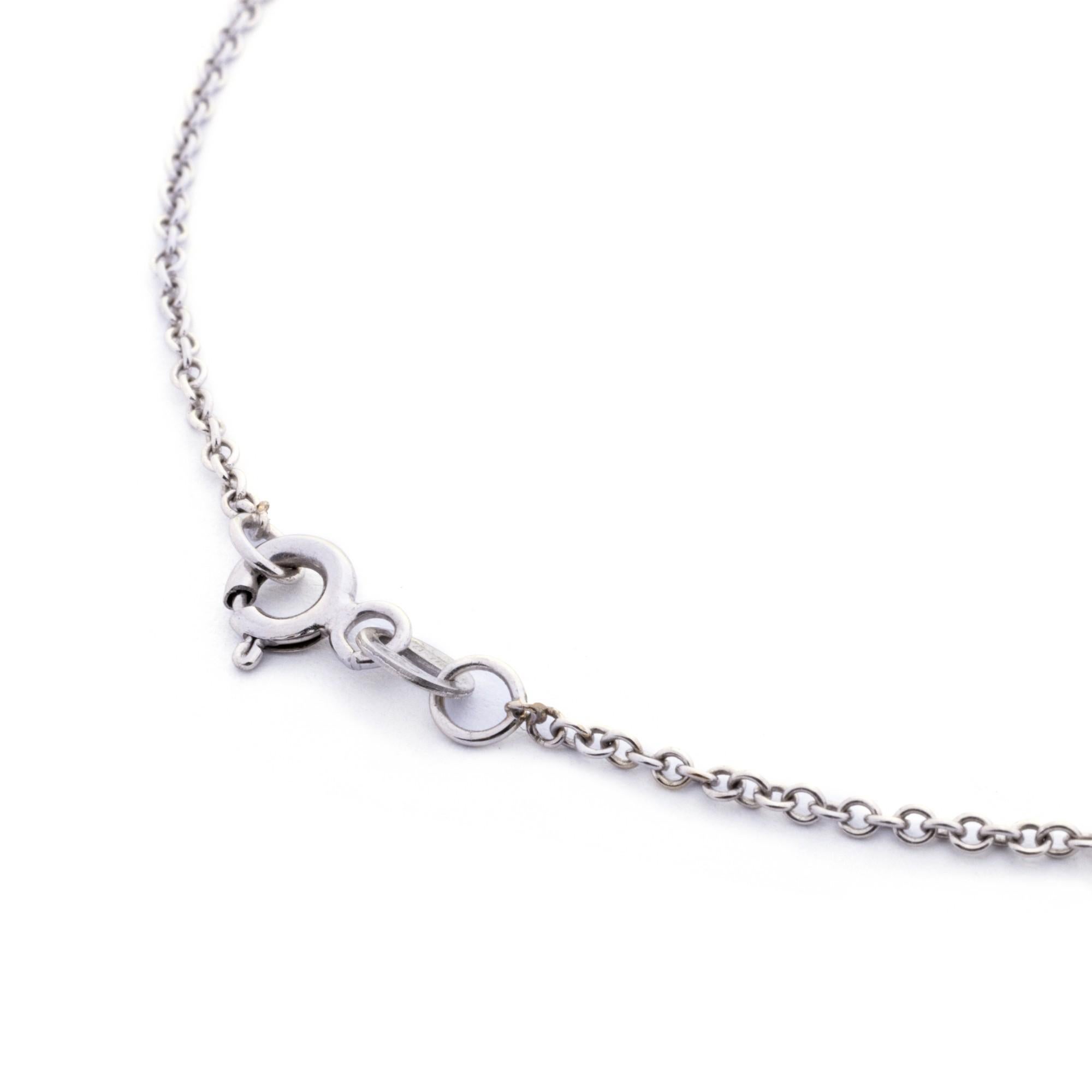 Women's White Diamond 18 Karat White Gold Octagonal Pendant Necklace For Sale