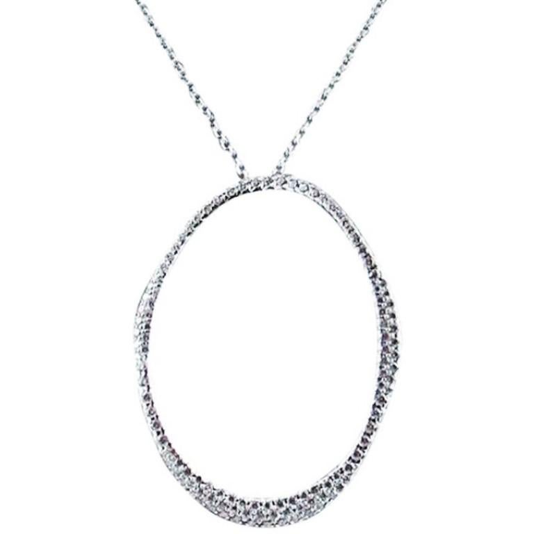 Taglio rotondo Alex Jona - Collana con ciondolo a cerchio aperto in oro bianco 18 carati e diamanti bianchi in vendita