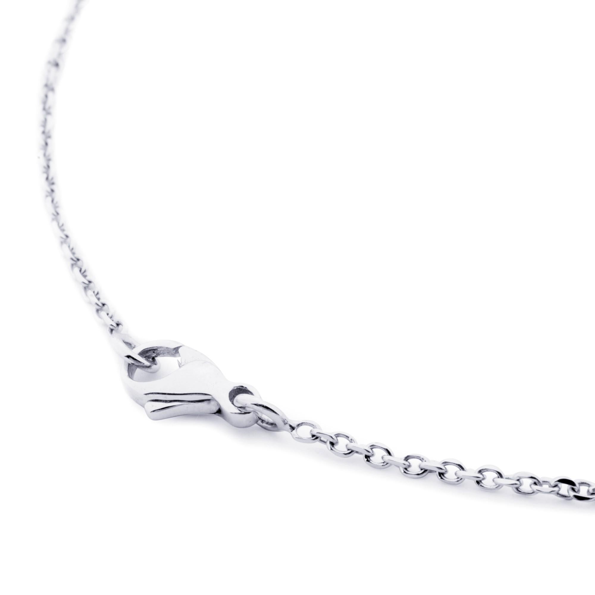 Women's Alex Jona White Diamond 18 Karat White Gold Open Circle Pendant Necklace For Sale