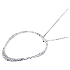 Alex Jona White Diamond 18 Karat White Gold Open Circle Pendant Necklace