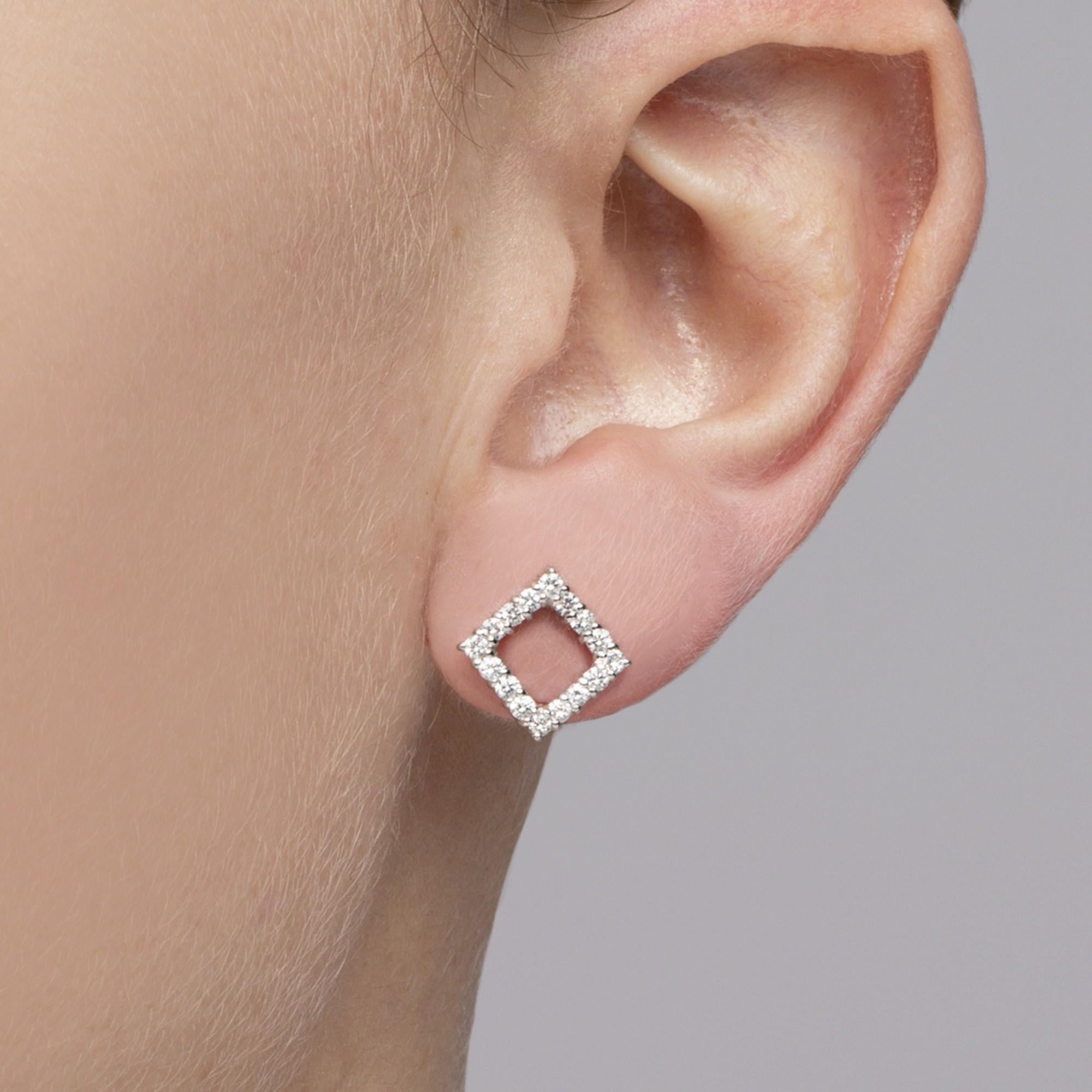 Alex Jona Offene quadratische Ohrringe aus 18 Karat Weißgold mit weißen Diamanten im Zustand „Neu“ im Angebot in Torino, IT