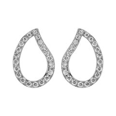 Alex Jona White Diamond 18 Karat White Gold Paisley Stud Earrings