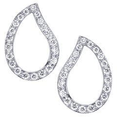 Alex Jona White Diamond 18 Karat White Gold Paisley Stud Earrings