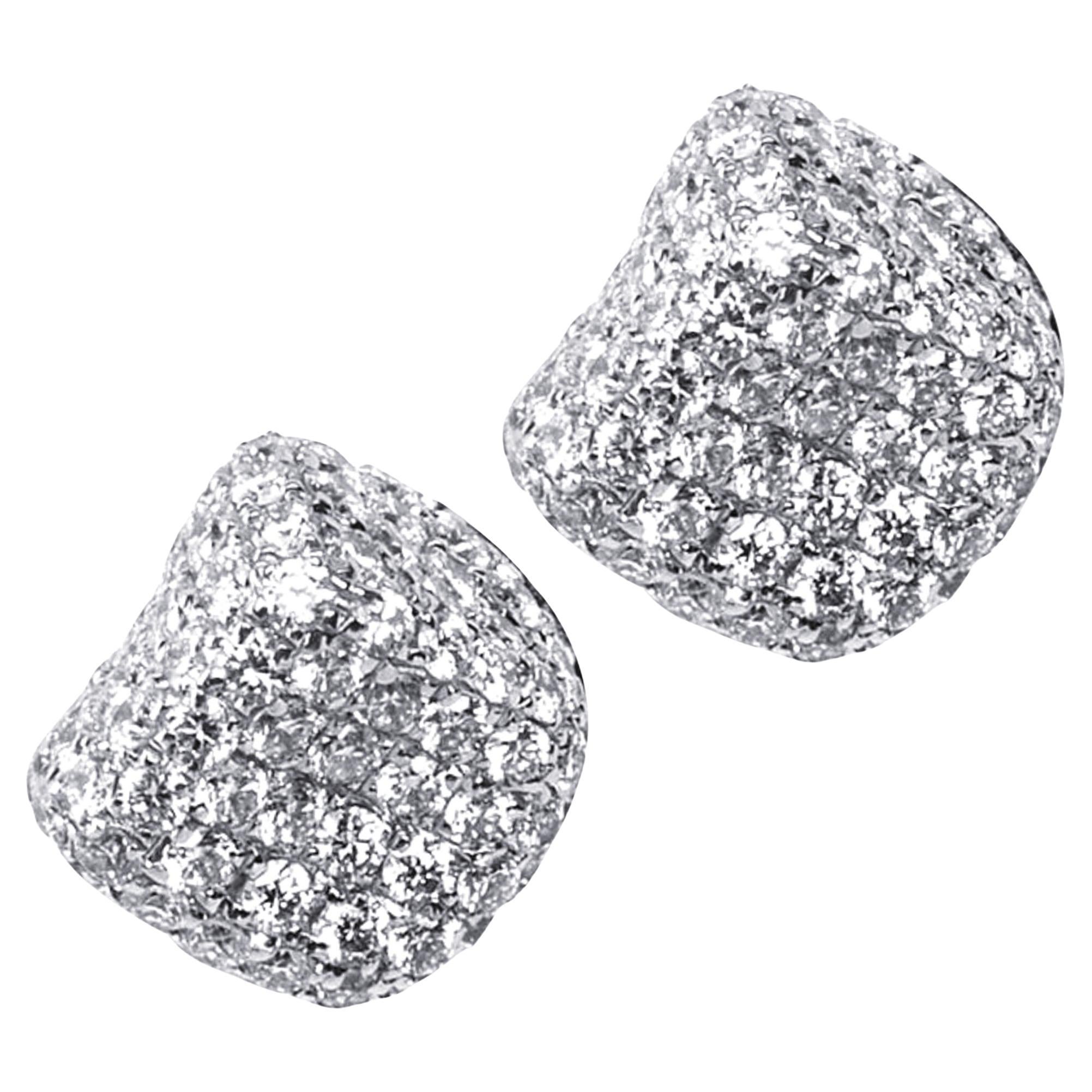 Alex Jona White Diamond 18 Karat White Gold Pebble Stud Earrings For Sale