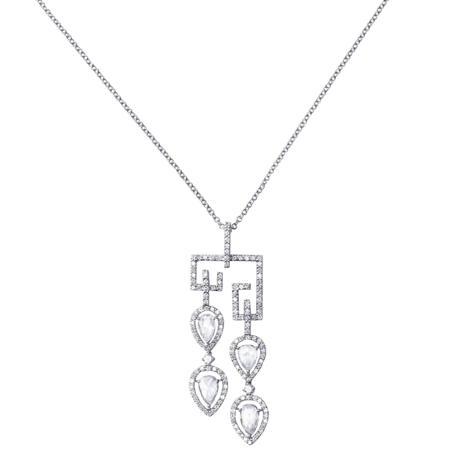 Oval Cut Alex Jona White Diamond 18 Karat White Gold Pendant Necklace For Sale