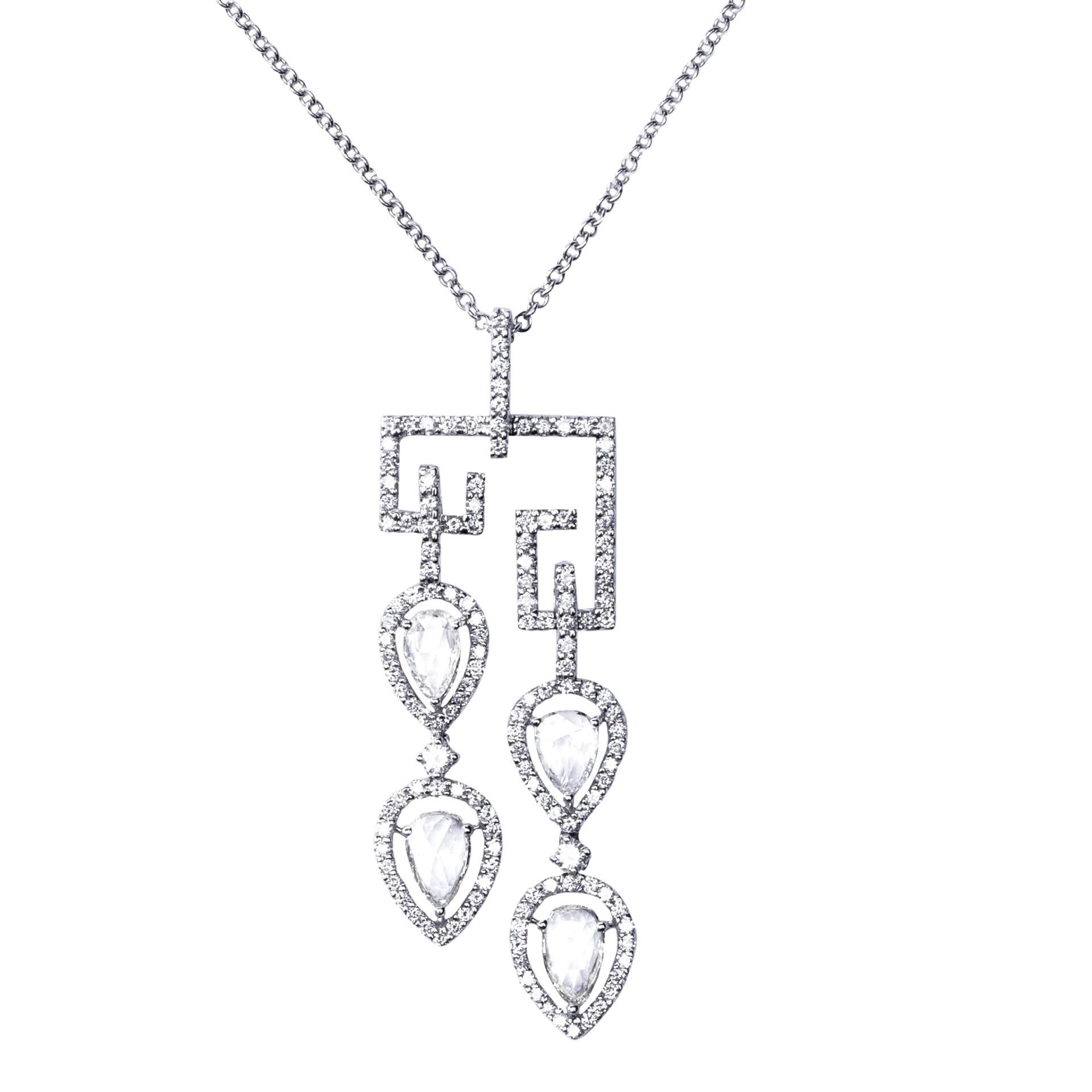 Alex Jona White Diamond 18 Karat White Gold Pendant Necklace For Sale