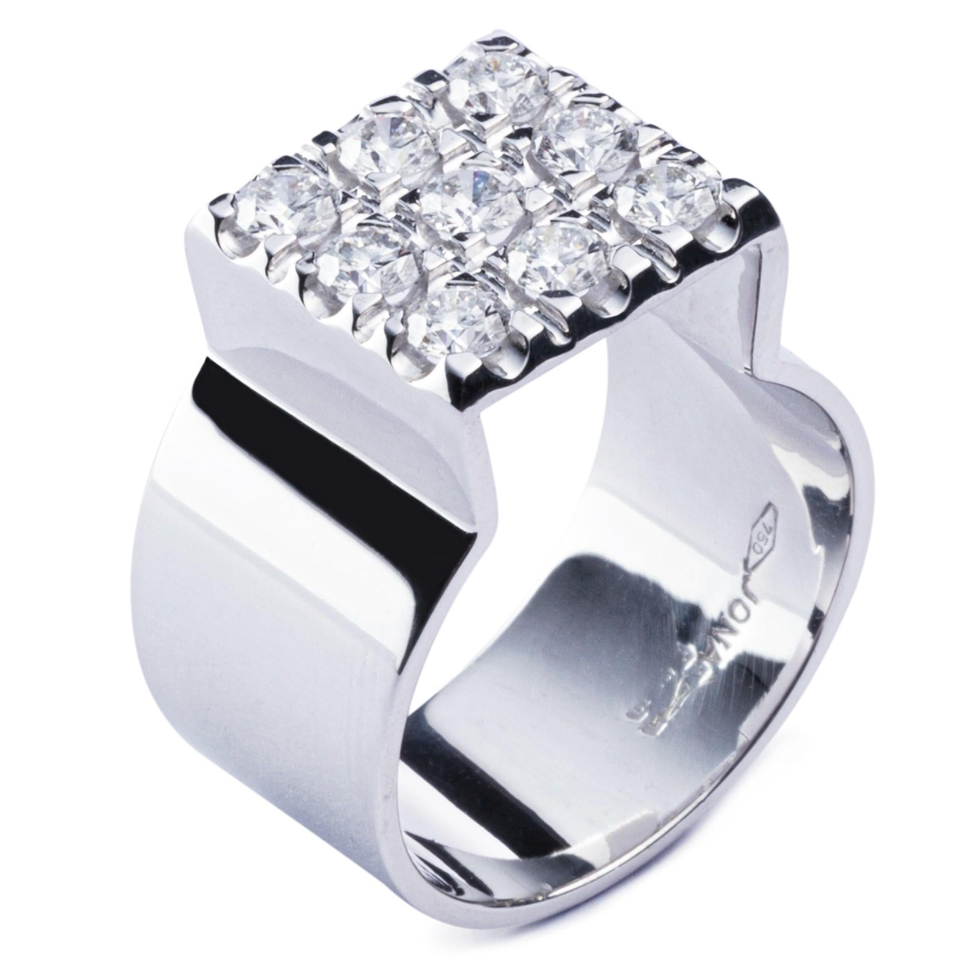 Alex Jona White Diamond 18 Karat White Gold Ring Band For Sale 1