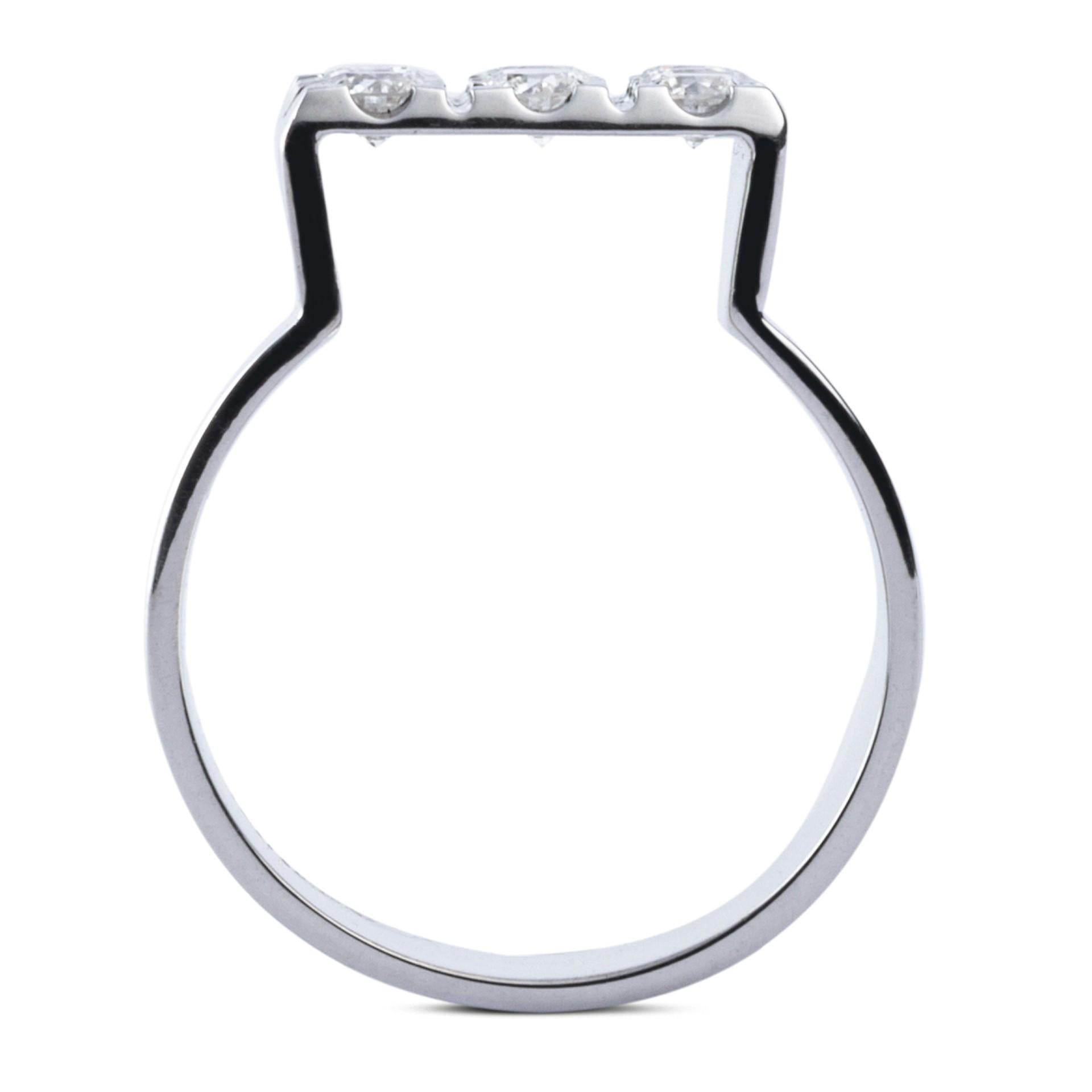 Alex Jona White Diamond 18 Karat White Gold Ring Band For Sale 4