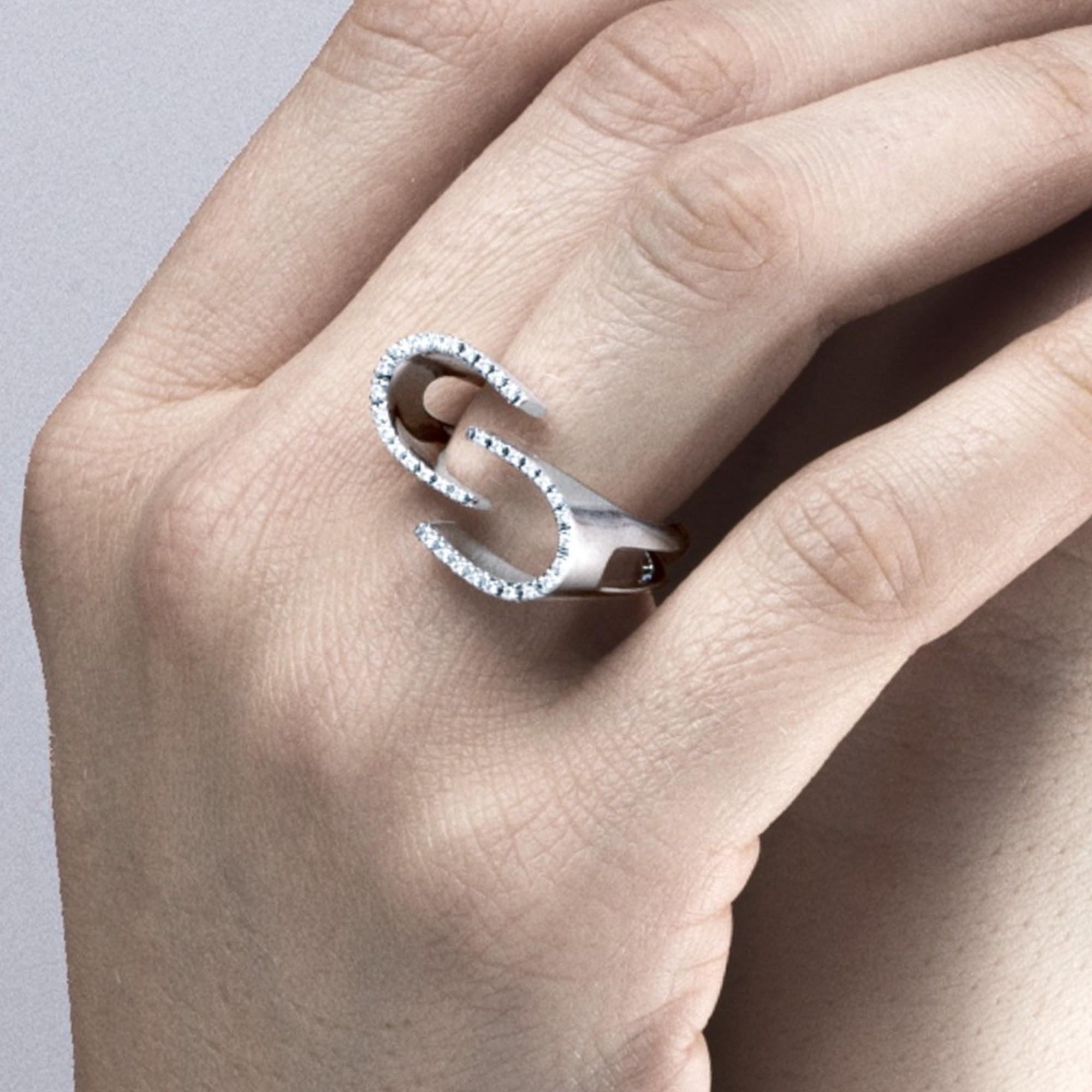 Alex Jona White Diamond 18 Karat White Gold Ring In New Condition For Sale In Torino, IT