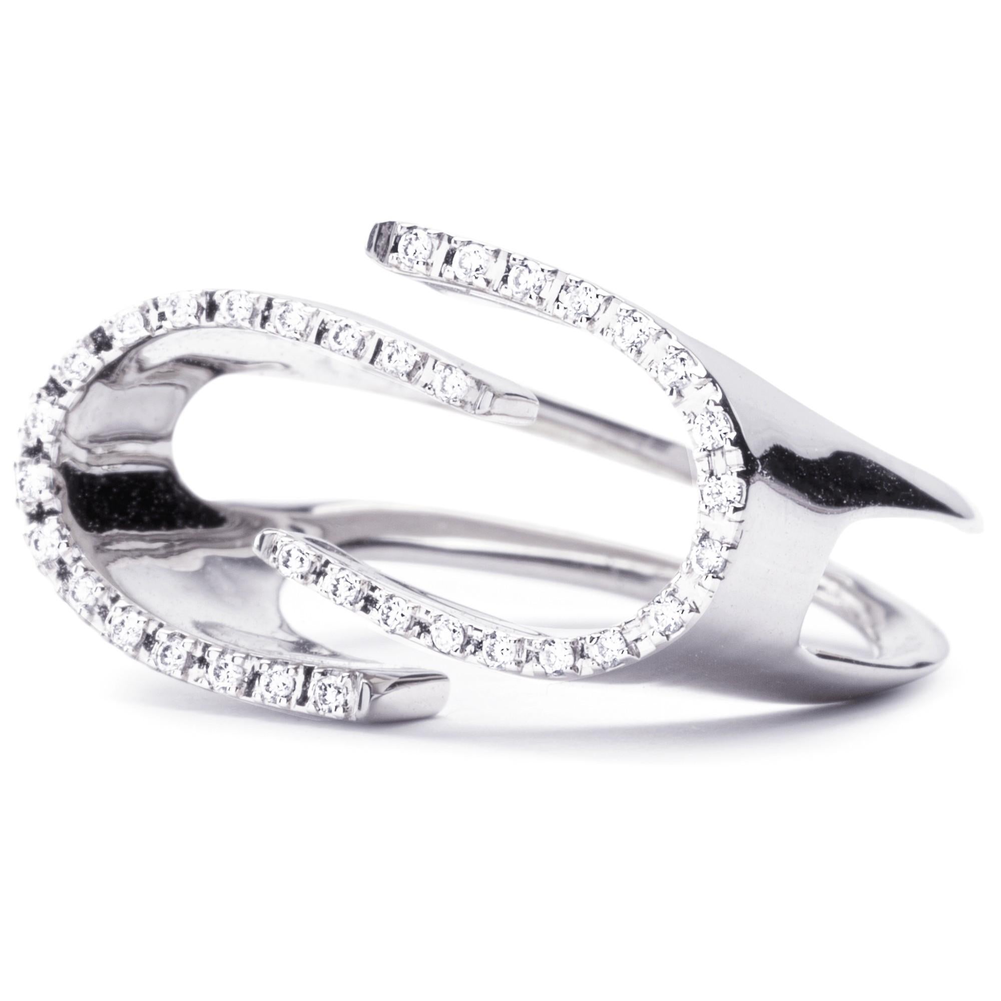 Round Cut Alex Jona White Diamond 18 Karat White Gold Ring For Sale