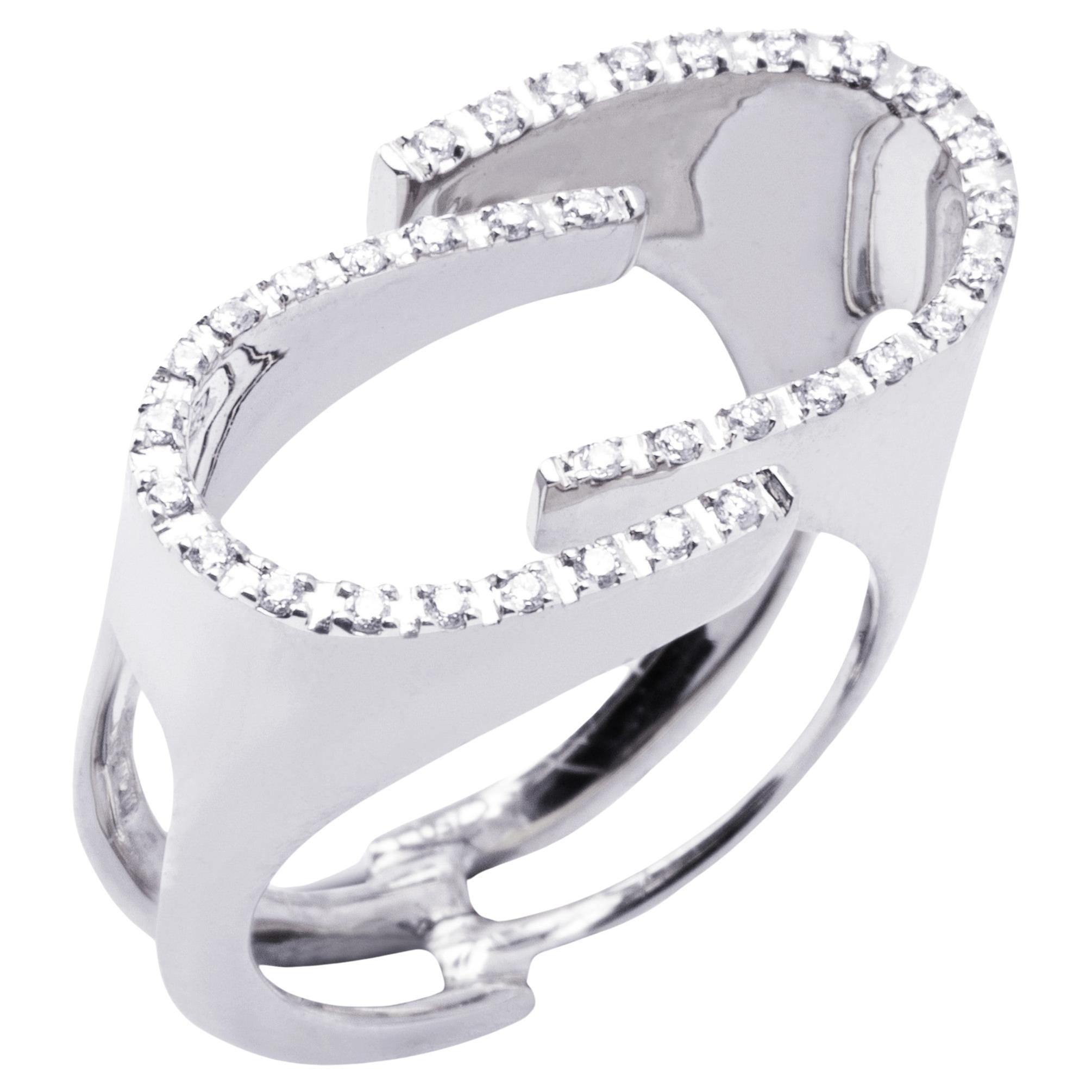 Alex Jona White Diamond 18 Karat White Gold Ring For Sale