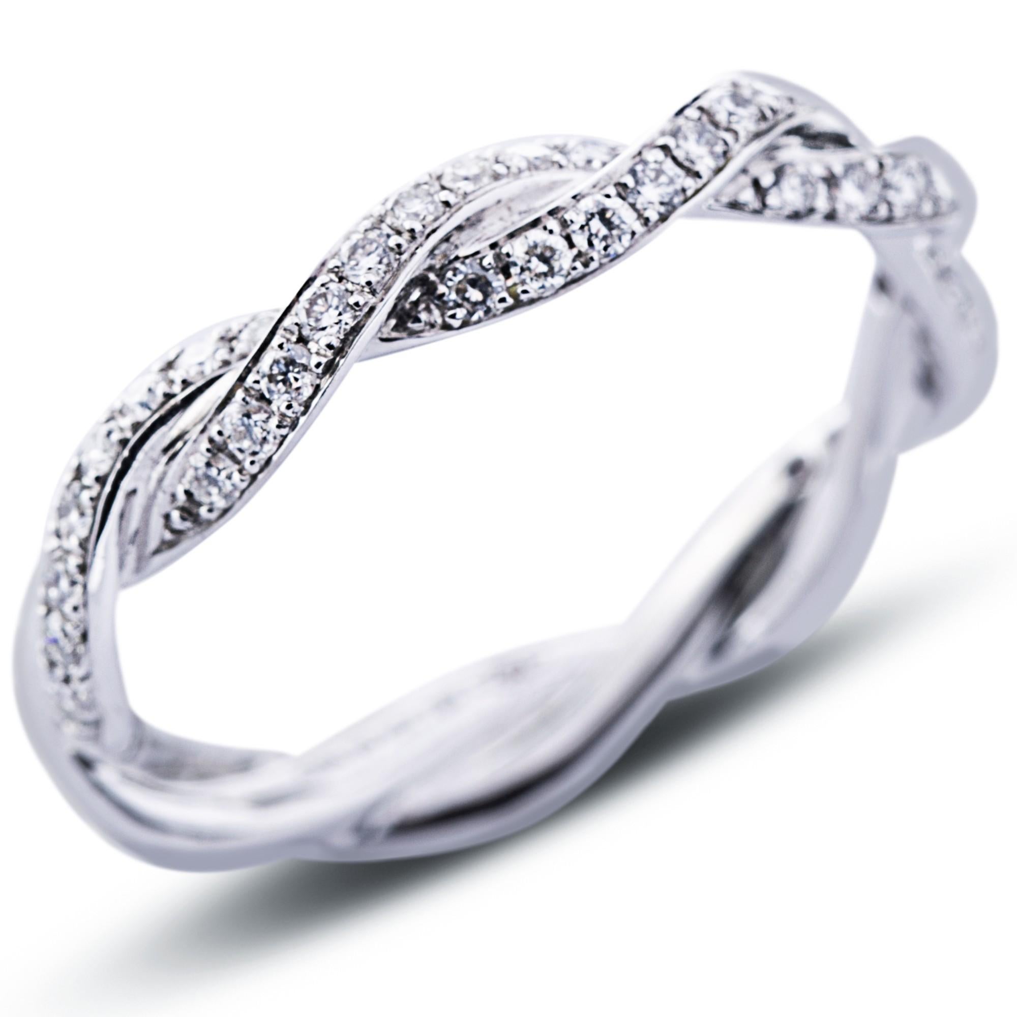 Contemporain Alex Jona, bague jonc en or blanc 18 carats avec diamants blancs en vente