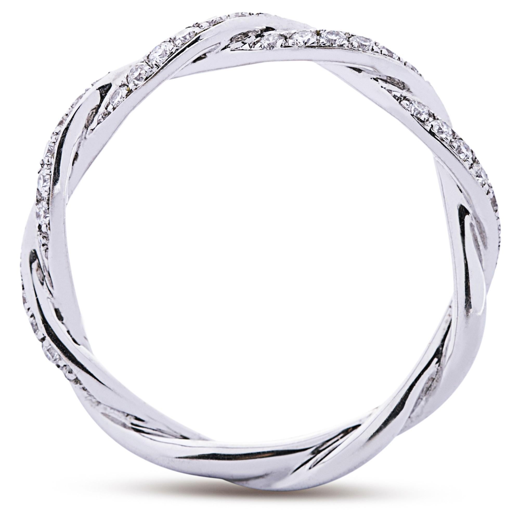Alex Jona, bague jonc en or blanc 18 carats avec diamants blancs en vente 1