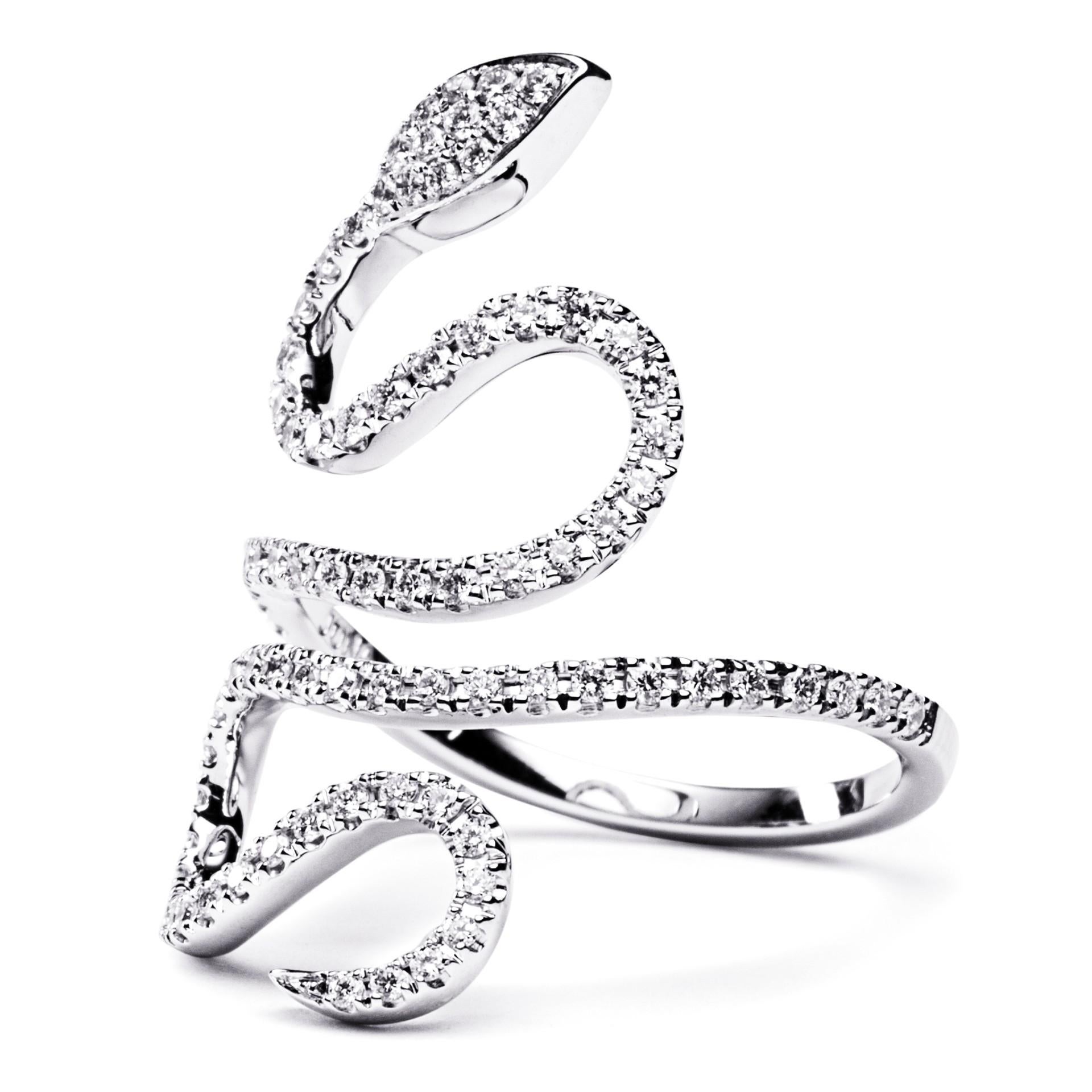 Alex Jona Schlangenring, weißer Diamant 18 Karat Weißgold (Rundschliff) im Angebot