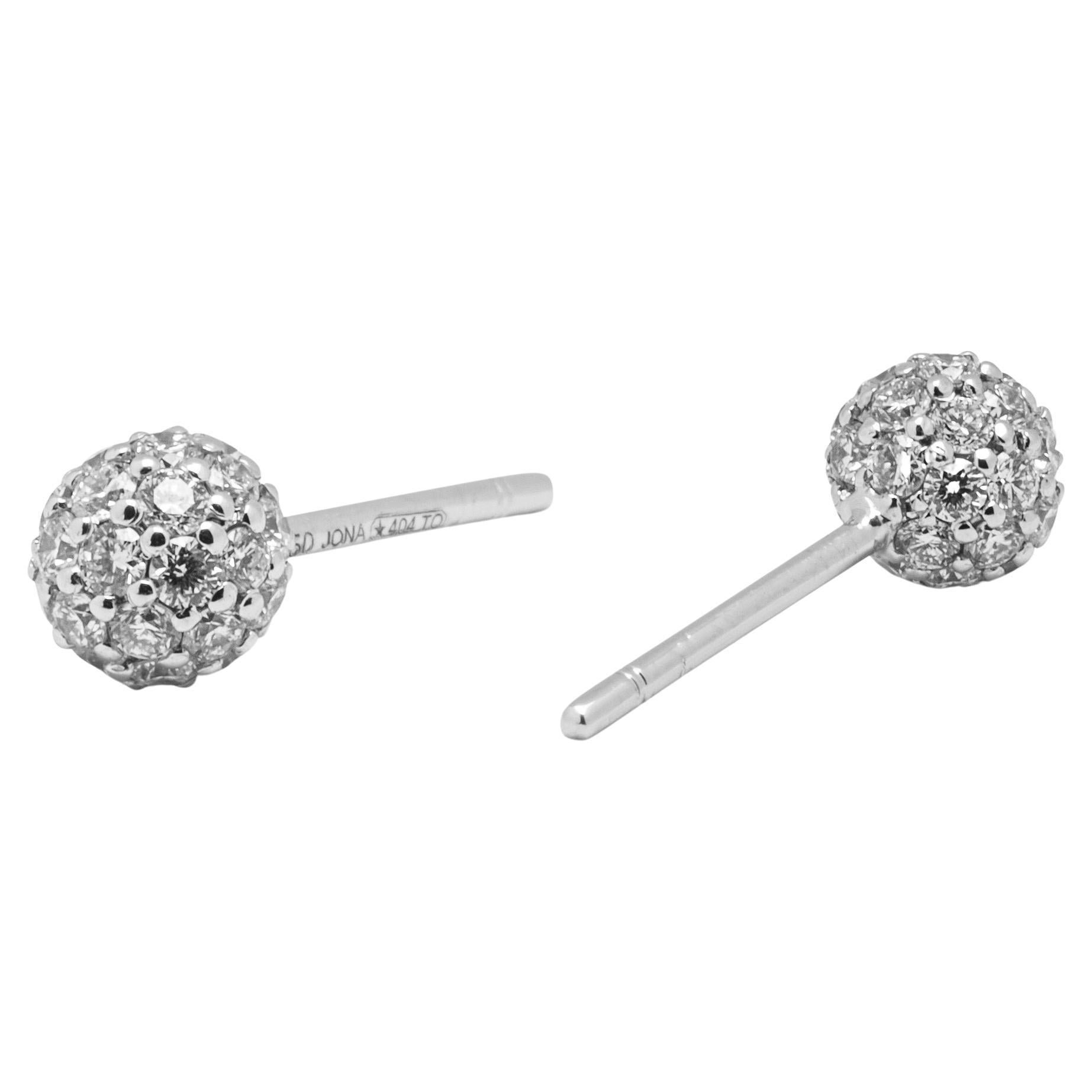 Alex Jona White Diamond 18 Karat White Gold Sphere Stud Earrings