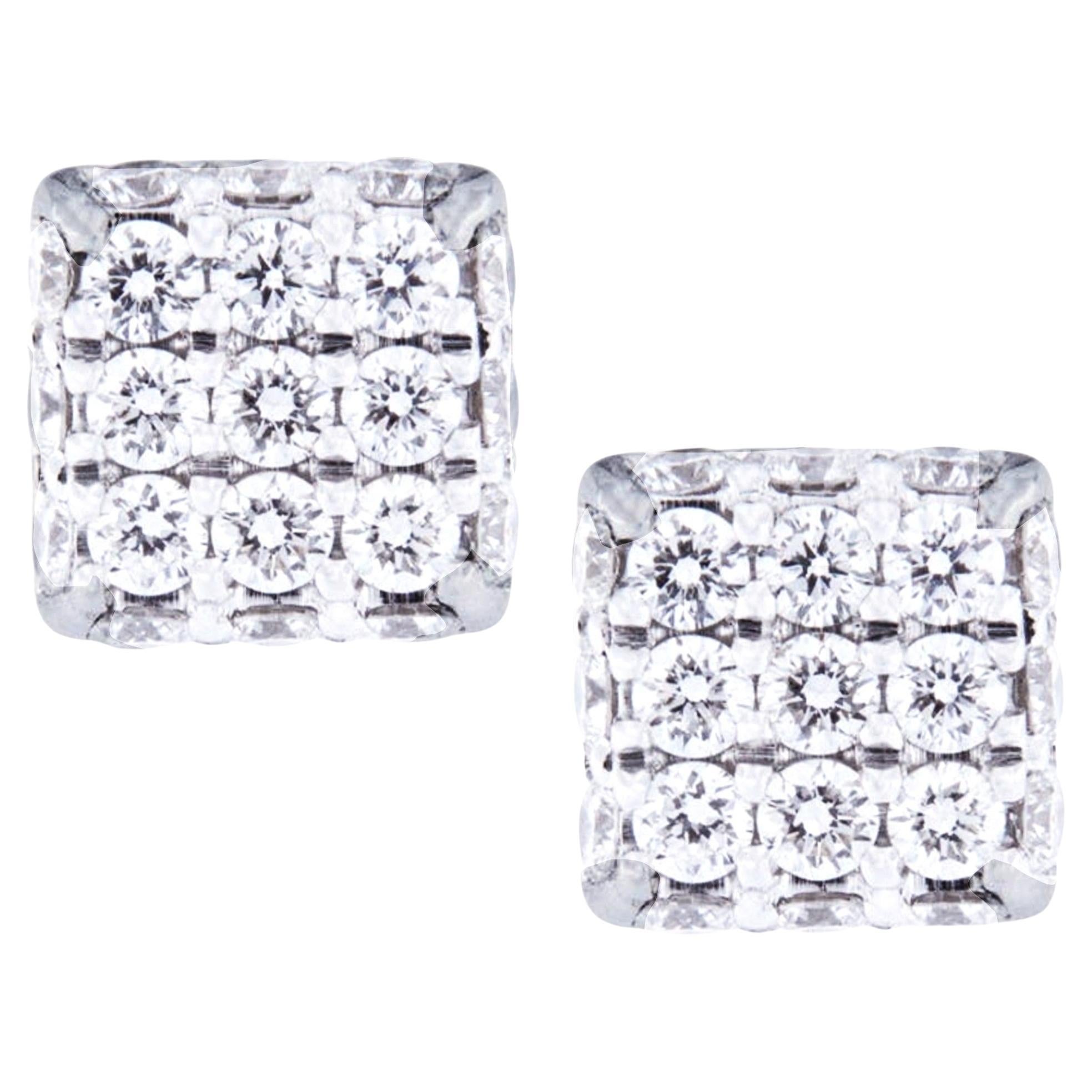 Alex Jona White Diamond 18 Karat White Gold Square Earrings Studs