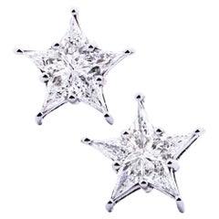 Alex Jona White Diamond 18 Karat White Gold Star Earrings