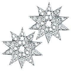 Alex Jona White Diamond 18 Karat White Gold Star Earrings