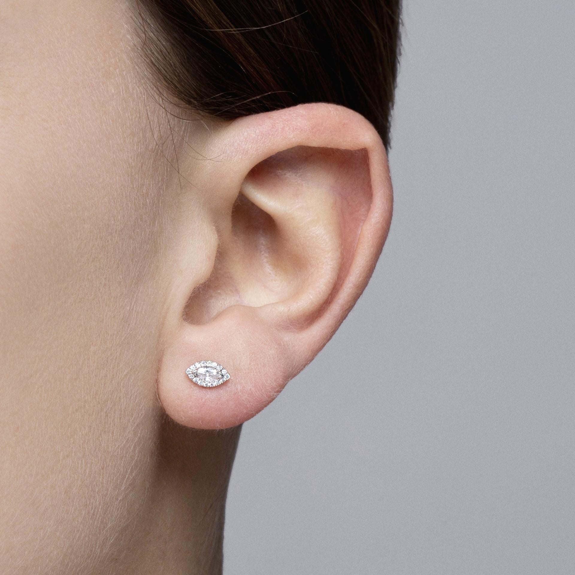 Marquise Cut Alex Jona White Diamond 18 Karat White Gold Stud Earrings For Sale