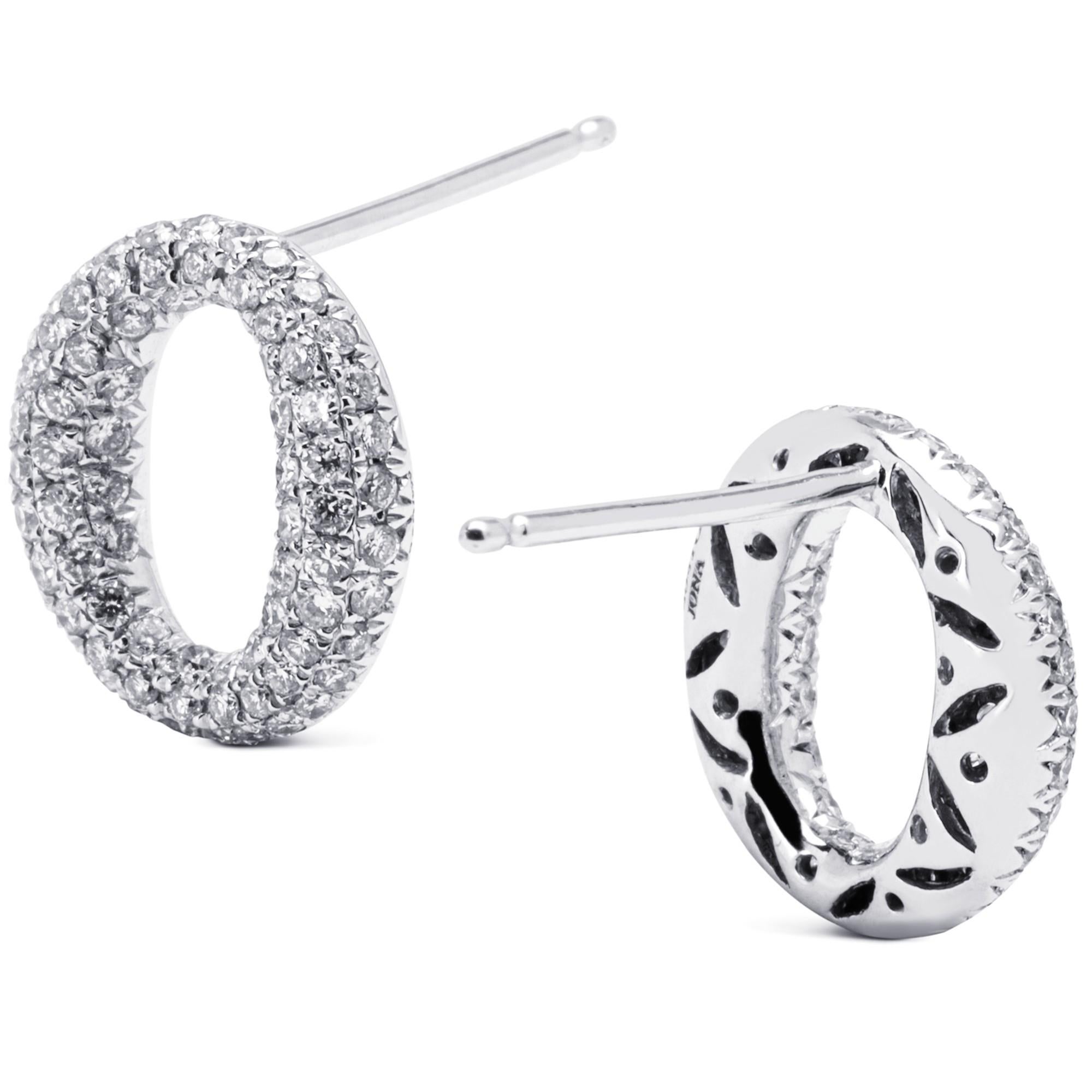 Taglio rotondo Alex Jona Orecchini con diamante bianco in oro bianco 18 carati in vendita