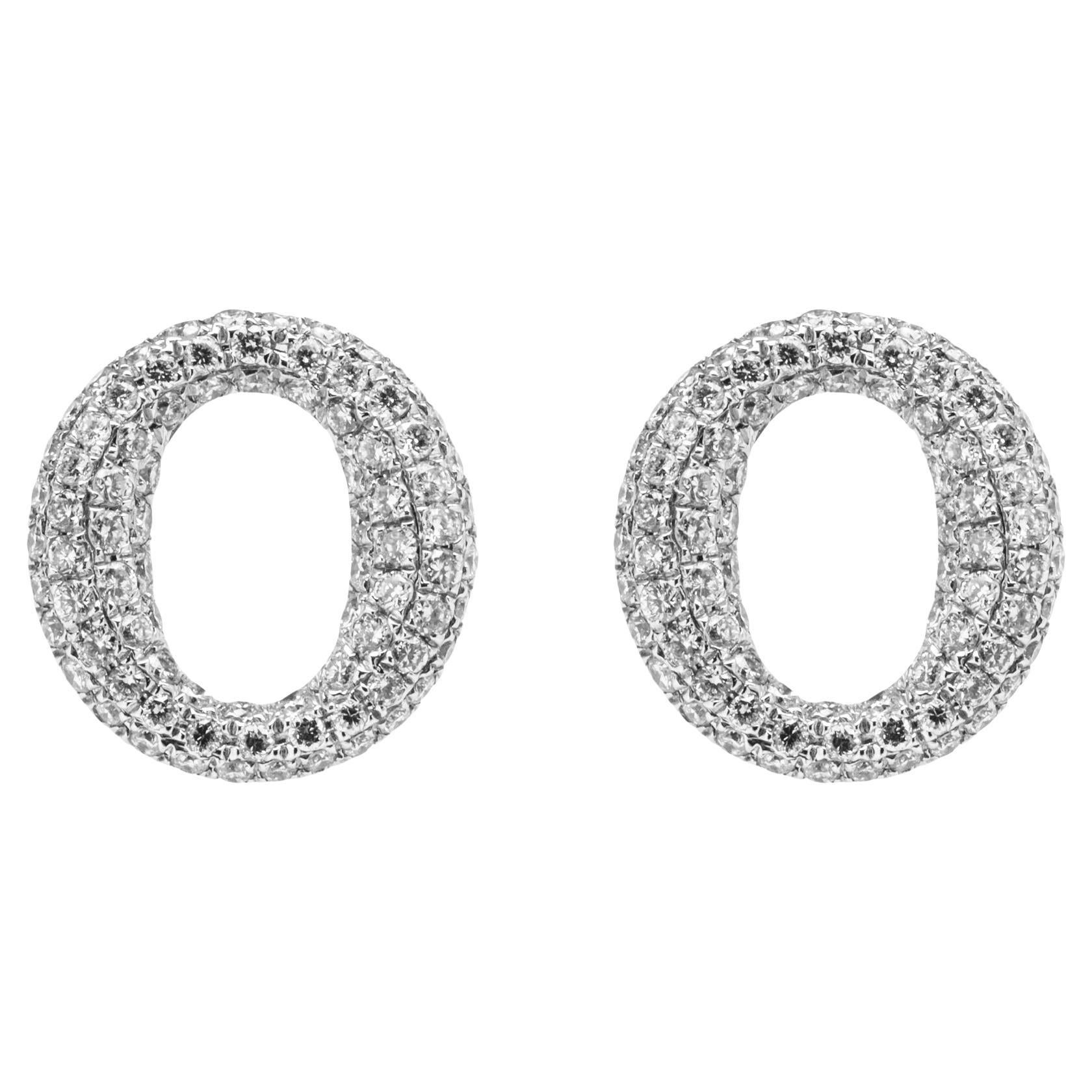 Alex Jona White Diamond 18 Karat White Gold Stud Earrings