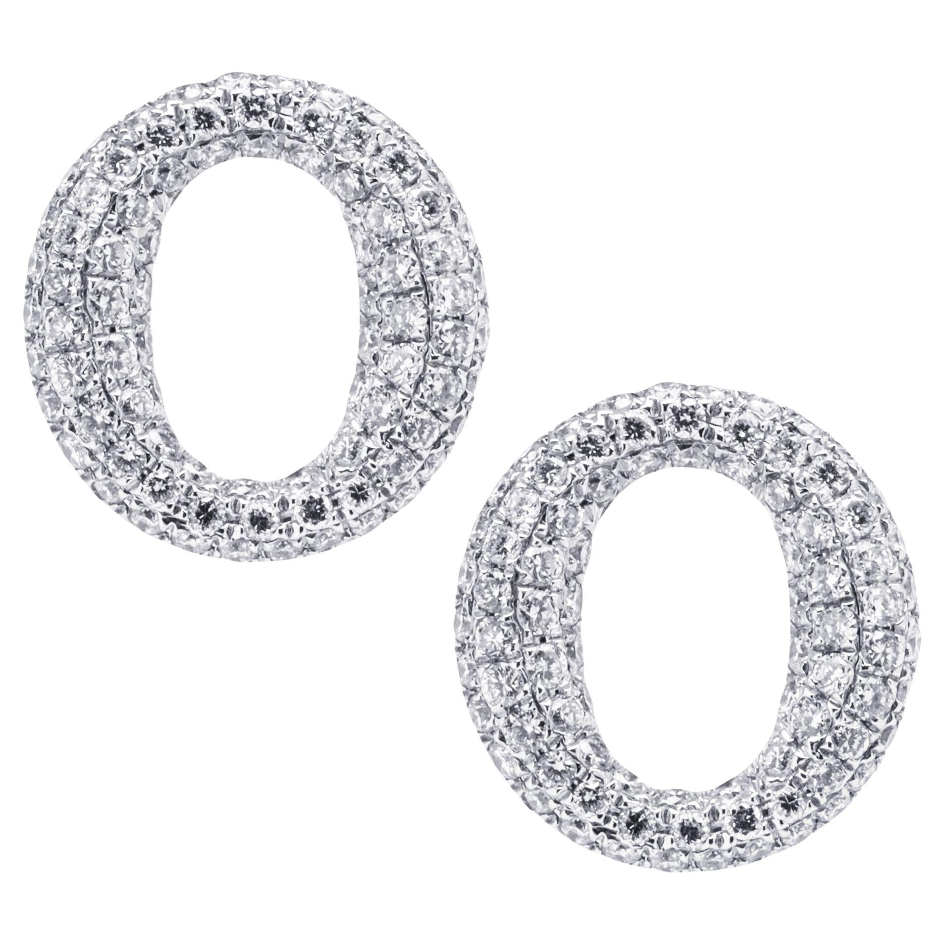 Alex Jona White Diamond 18 Karat White Gold Stud Earrings