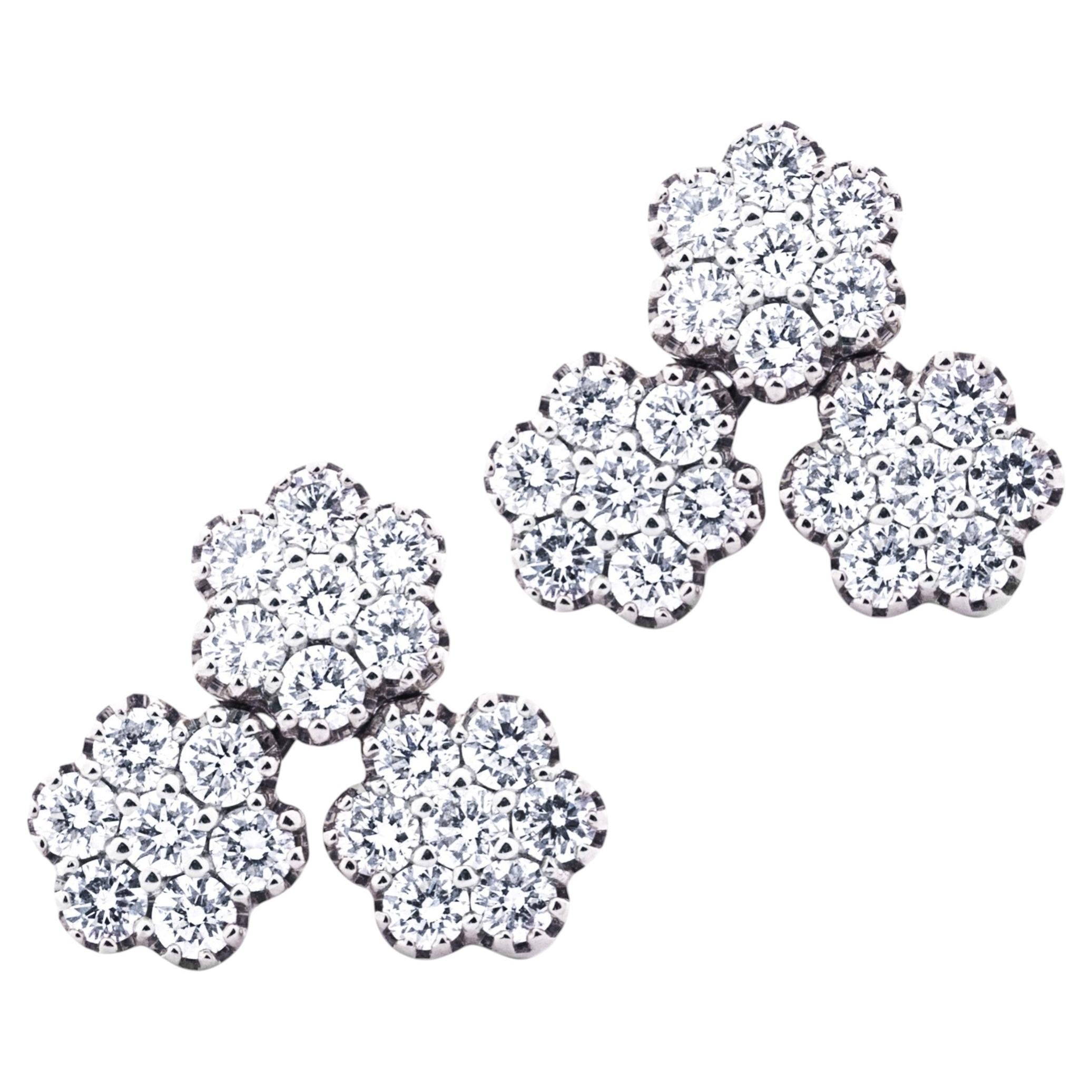 Alex Jona White Diamond 18 Karat White Gold Stud Earrings For Sale