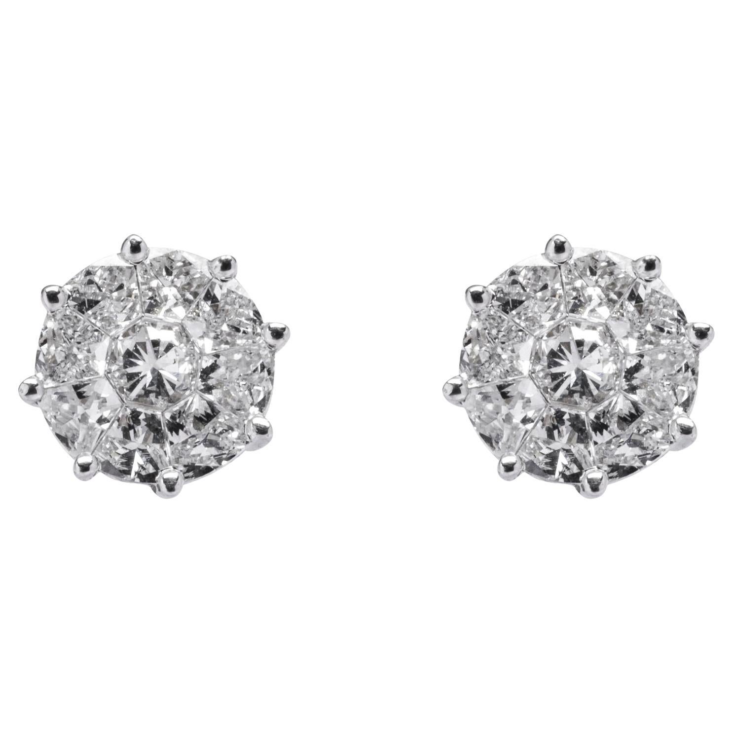 Alex Jona White Diamond 18 Karat White Gold Stud Earrings