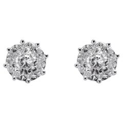 Alex Jona White Diamond 18 Karat White Gold Stud Earrings