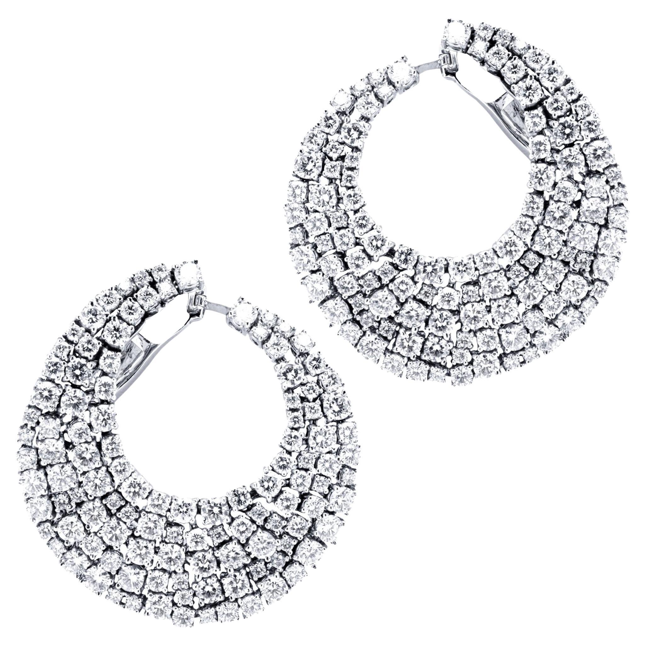 Alex Jona White Diamond 18 Karat White Gold Swirl Clip-on Earrings For Sale