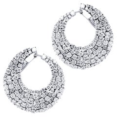 Alex Jona White Diamond 18 Karat White Gold Swirl Clip-on Earrings
