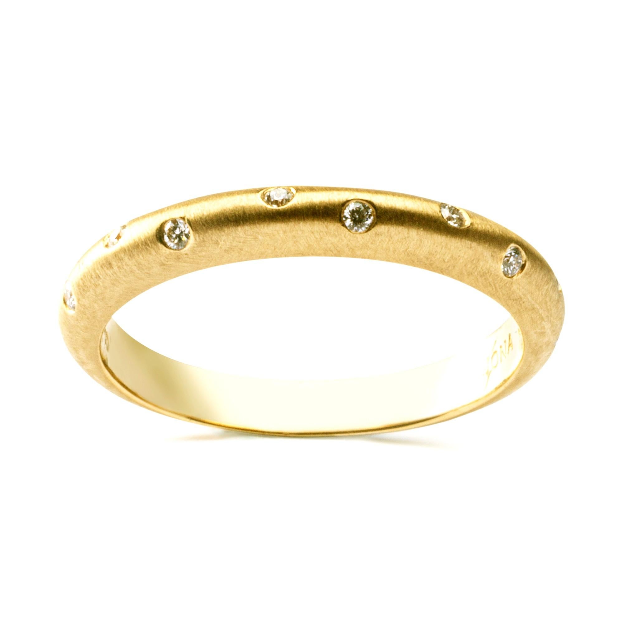 Round Cut Alex Jona White Diamond 18 Karat Yellow Gold Band Ring