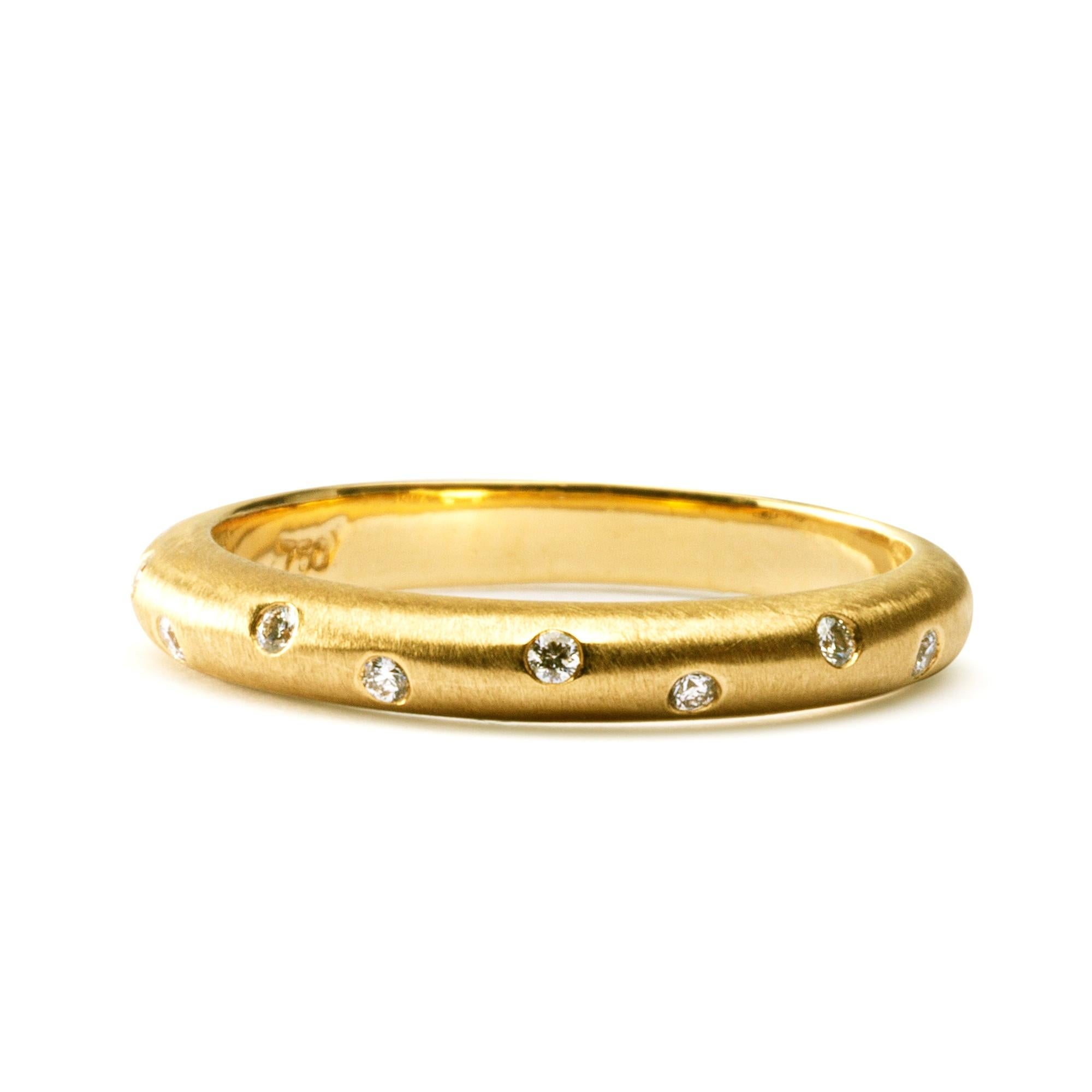Women's Alex Jona White Diamond 18 Karat Brushed Yellow Gold Band Ring