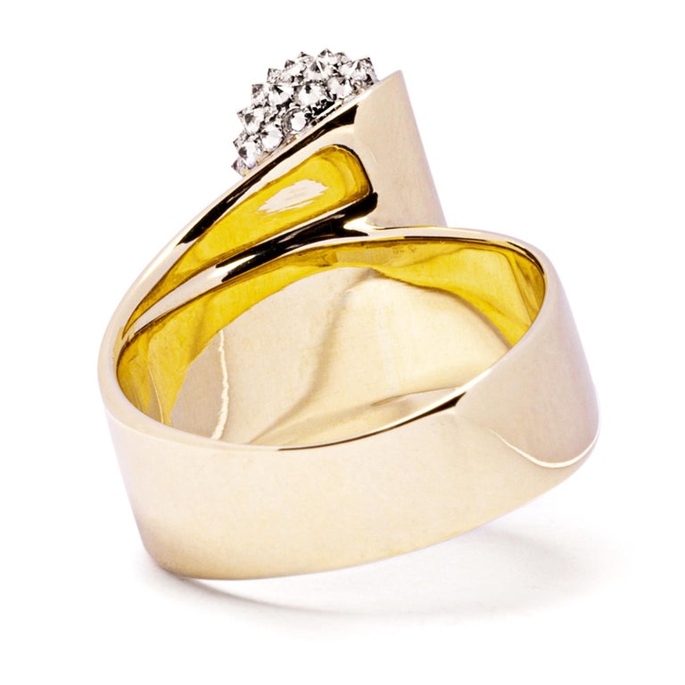 Alex Jona White Diamond 18 Karat Yellow Gold Band Ring For Sale at 1stDibs
