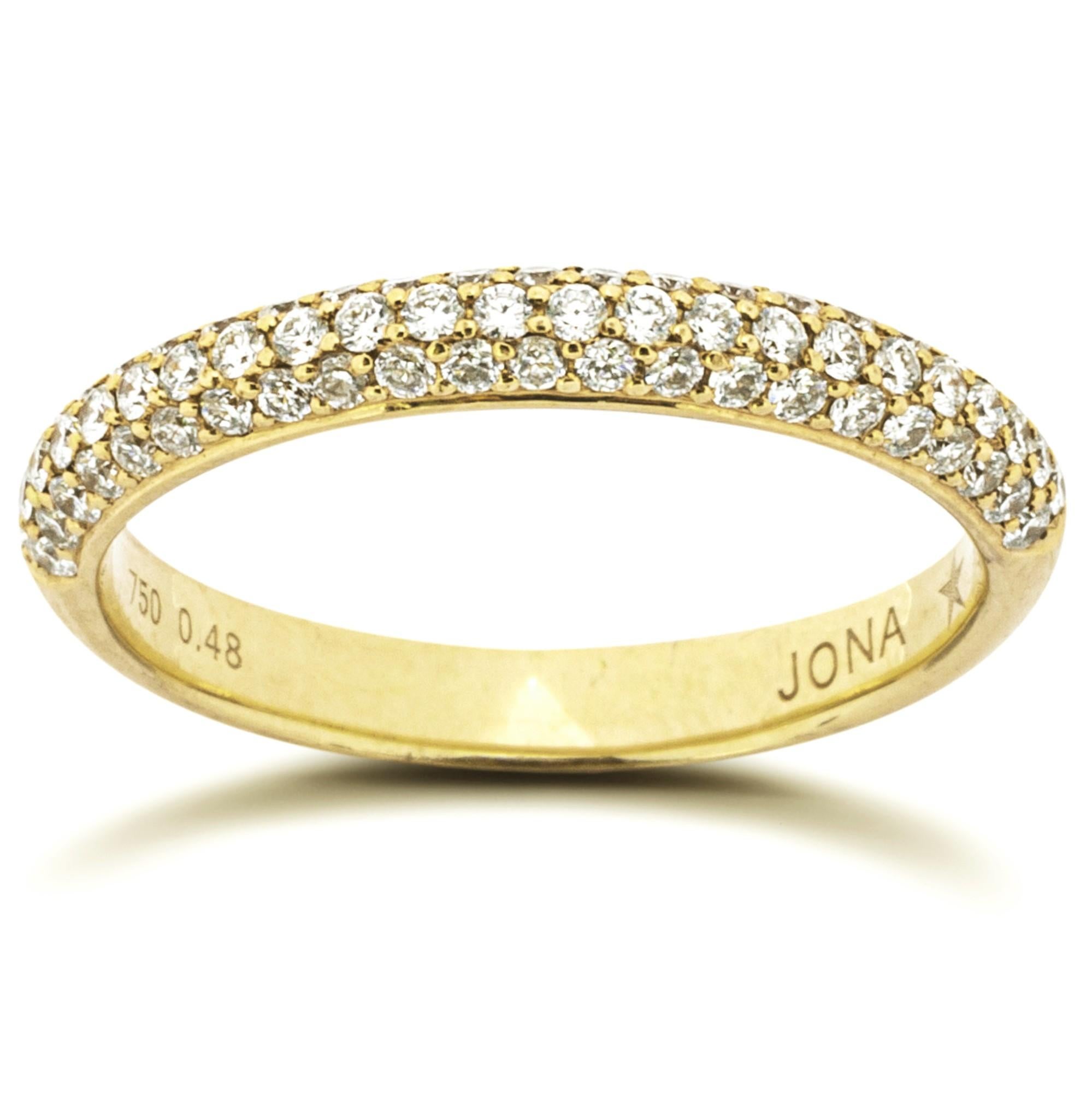 Alex Jona White Diamond 18 Karat Yellow Gold Band Ring In New Condition For Sale In Torino, IT