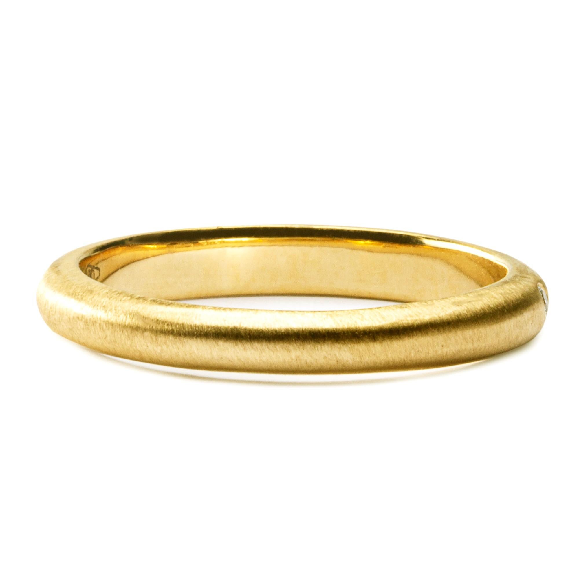 Alex Jona White Diamond 18 Karat Brushed Yellow Gold Band Ring 1