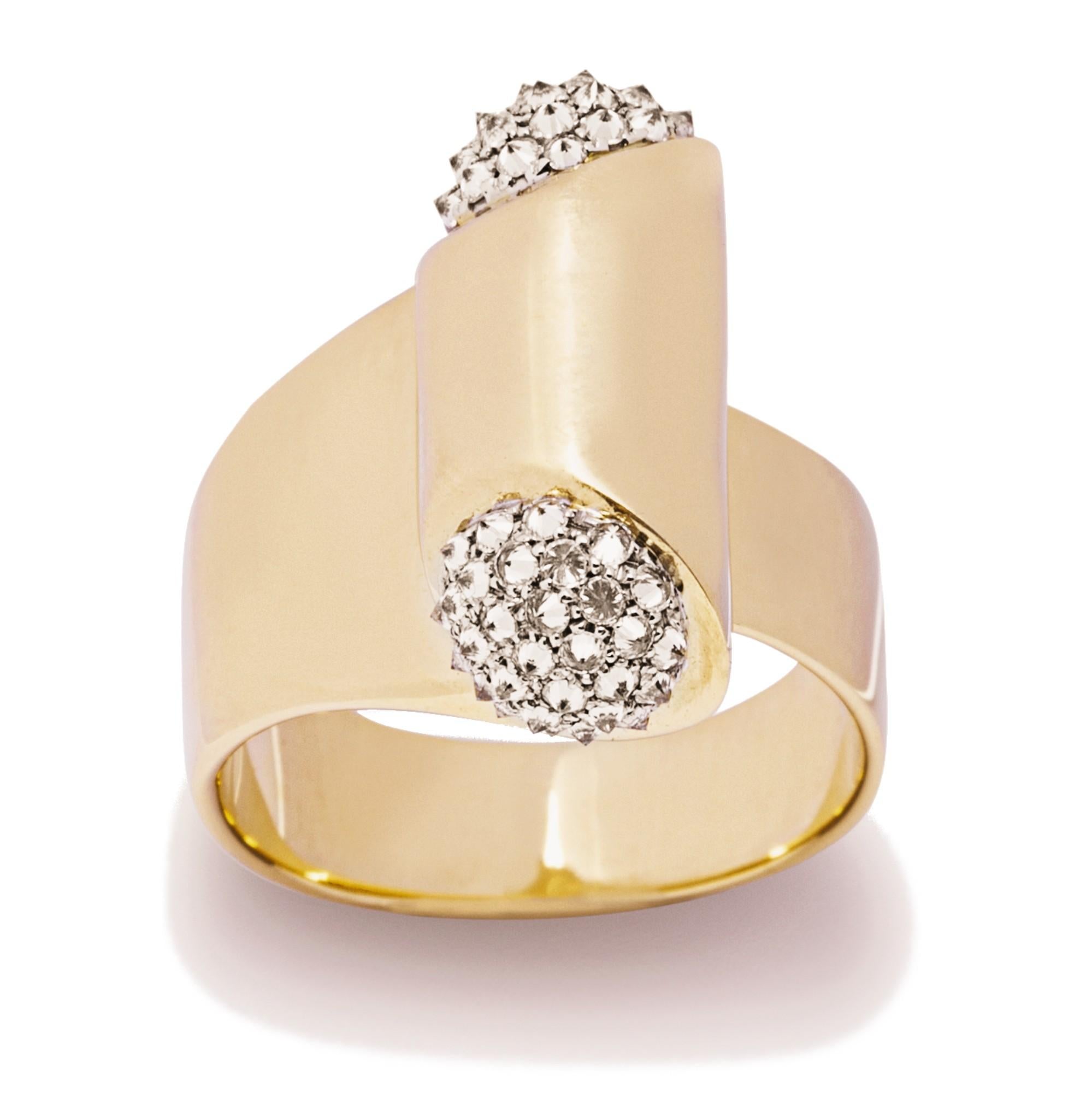 Alex Jona Weißer Diamantring aus 18 Karat Gelbgold im Zustand „Neu“ im Angebot in Torino, IT