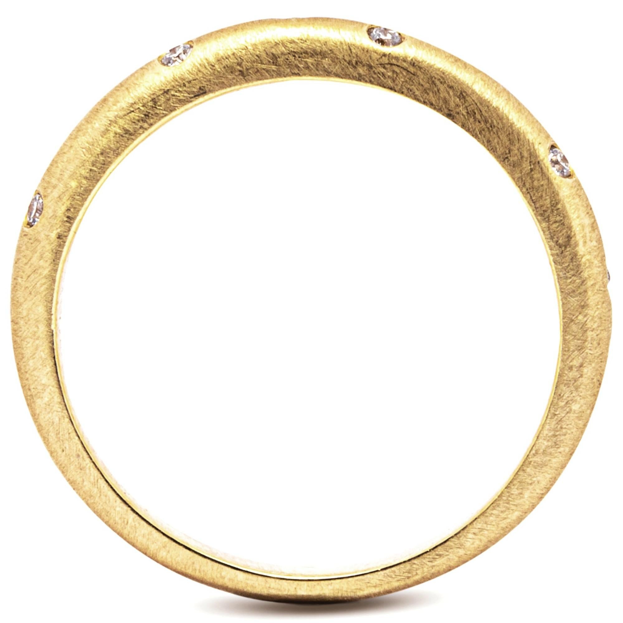 Women's or Men's Alex Jona White Diamond 18 Karat Yellow Gold Band Ring For Sale